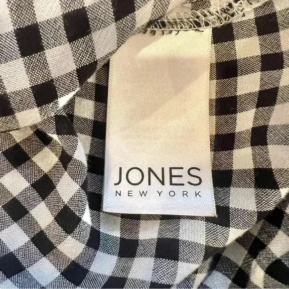 Jones New York Women's Front Tie Button Down Gingham Blouse Size Medium - Picture 10 of 13